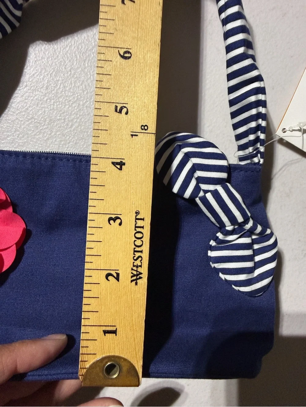 BNWT Little Girls Zipper Shoulder/Handbag Purse Navy Blue With Flower And Bow